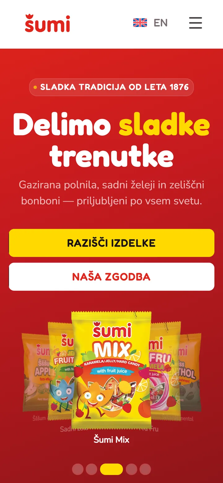 Šumi website on a phone